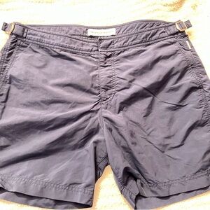 Orlebar Dark Blue Flat Front Navy Sport Swim Shorts